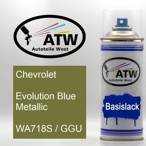 Chevrolet, Evolution Blue Metallic, WA718S / GGU: 400ml Sprühdose, von ATW Autoteile West.